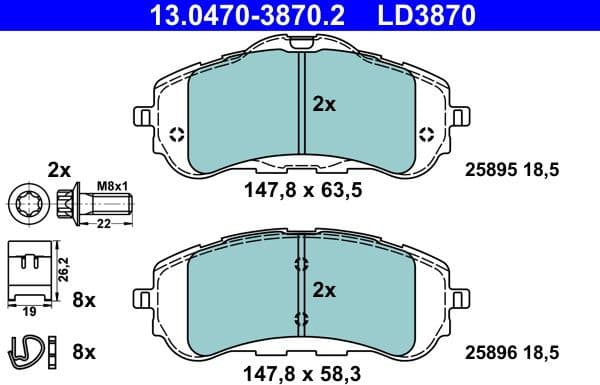 Brake Pad Set, disc brake ATE Ceramic 13.0470-3870.2 - image 2