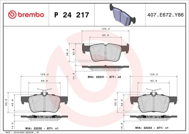 Brake pads rear, Top Quality P24217 - image 2