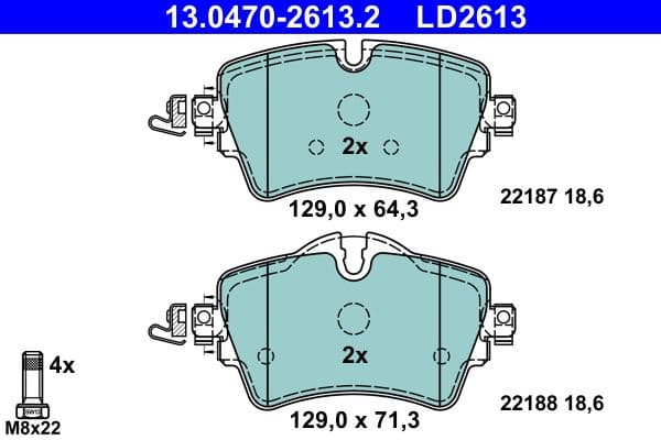 Brake Pad Set, disc brake ATE Ceramic 13.0470-2613.2 - image 2