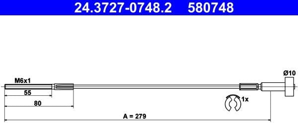 Cable Pull, parking brake 24.3727-0748.2 - image 2