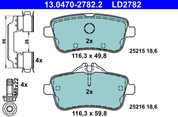 Brake Pad Set, disc brake ATE Ceramic 13.0470-2782.2 - image 2