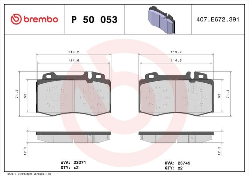 Brake Pad Set, disc brake XTRA LINE P 50 053X - image 2