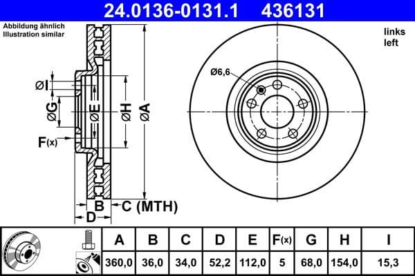 Brake Disc 24.0136-0131.1 - image 2