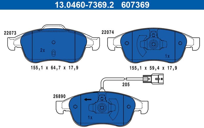 Brake Pad Set, disc brake 13.0460-7369.2