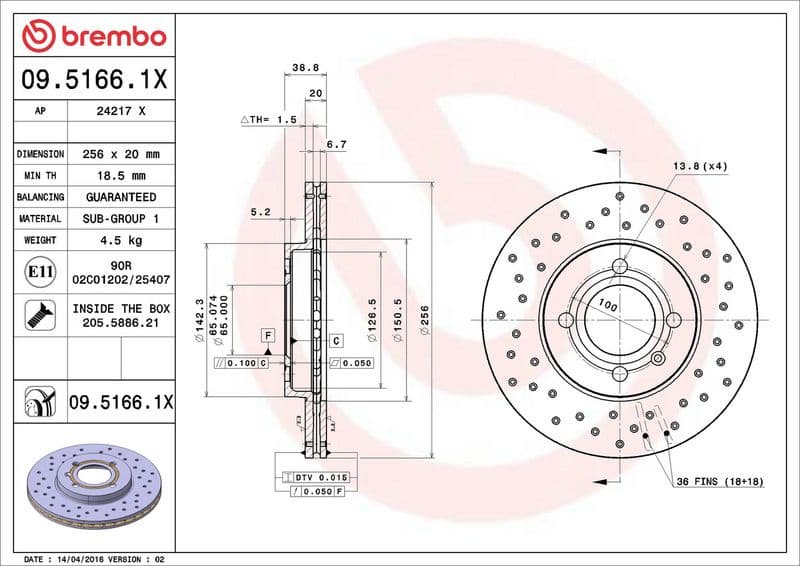 Brake Disc XTRA LINE - Xtra 09.5166.1X - image 3
