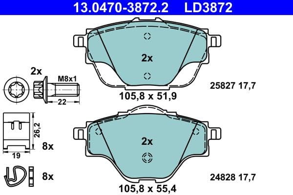 Brake Pad Set, disc brake ATE Ceramic 13.0470-3872.2 - image 2