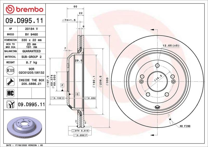 Brake Disc PRIME LINE - UV Coated 09.D995.11 - image 3