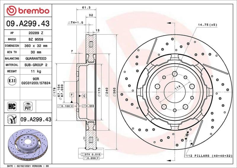 Brake Disc PRIME LINE - Dual Cast 09.A299.43 - image 2