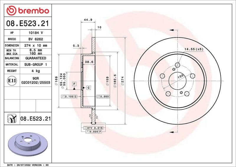Brake Disc PRIME LINE - UV Coated 08.E523.21 - image 3