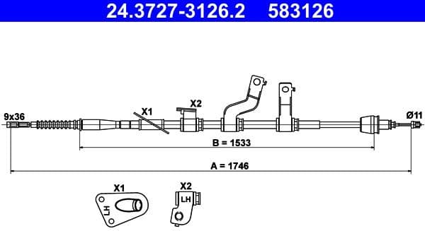 Cable Pull, parking brake 24.3727-3126.2 - image 2