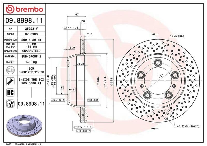 Brake Disc PRIME LINE - UV Coated 09.8998.11 - image 3
