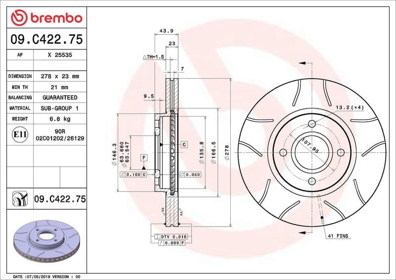 Brake Disc XTRA LINE - Max 09.C422.75 - image 2