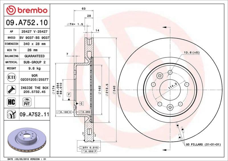Brake Disc PRIME LINE - UV Coated 09.A752.11 - image 3