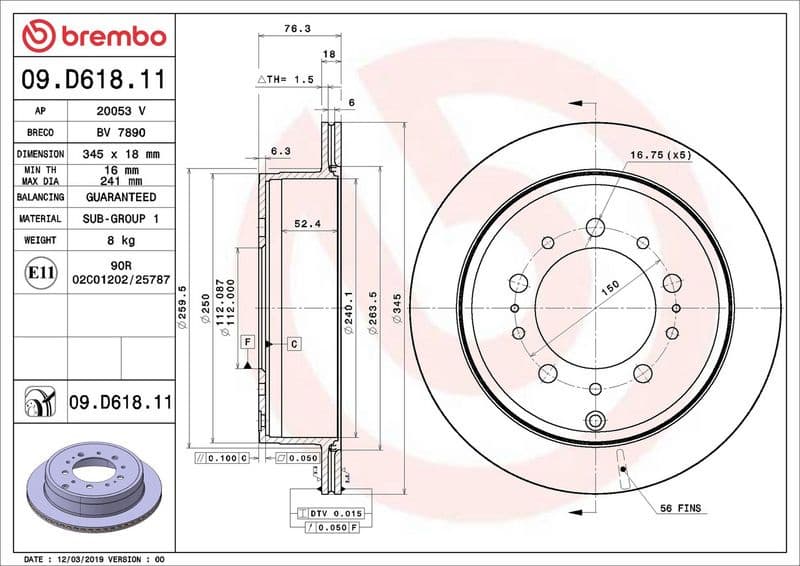 Brake Disc PRIME LINE - UV Coated 09.D618.11 - image 2