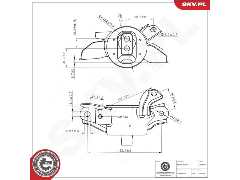 Mounting, engine 75SKV274