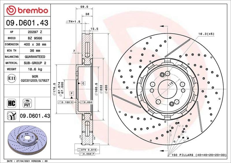 Brake Disc PRIME LINE - Dual Cast 09.D601.43 - image 2