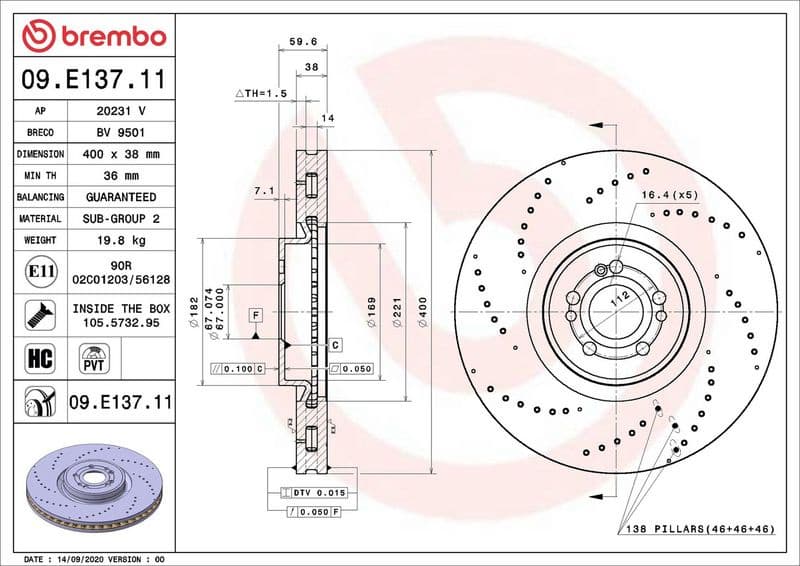 Brake Disc PRIME LINE - UV Coated 09.E137.11 - image 2