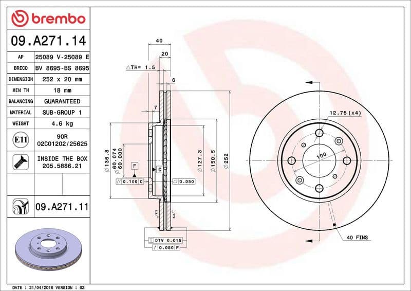Brake Disc PRIME LINE - UV Coated 09.A271.11 - image 3