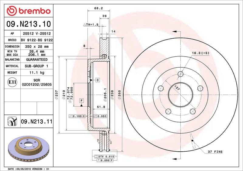 Brake Disc PRIME LINE - UV Coated 09.N213.11 - image 3