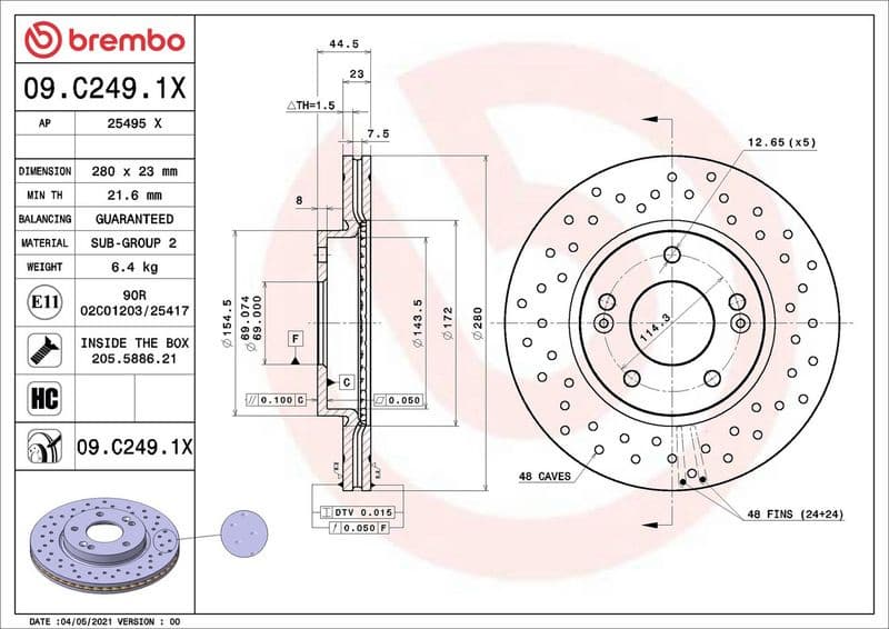 Brake Disc XTRA LINE - Xtra 09.C249.1X - image 2