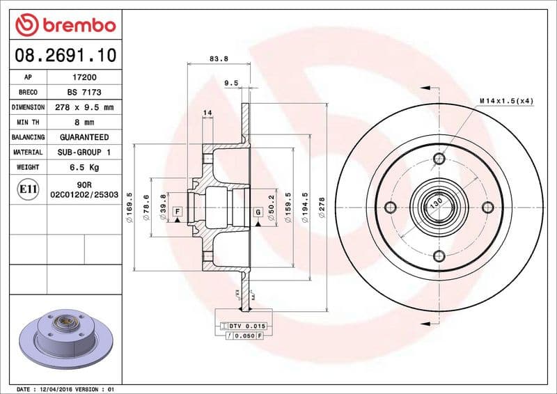 Brake Disc PRIME LINE 08.2691.10 - image 3