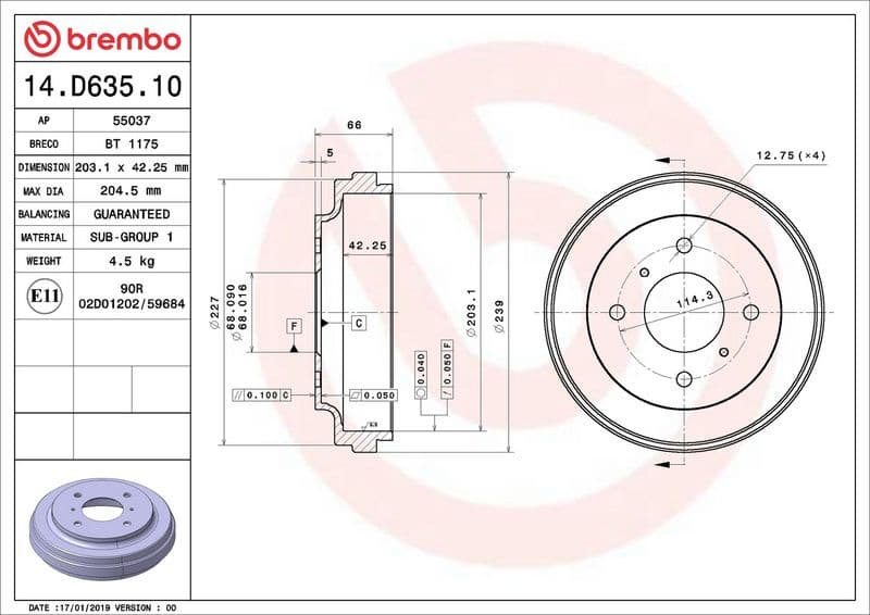 Brake Drum ESSENTIAL LINE 14.D635.10