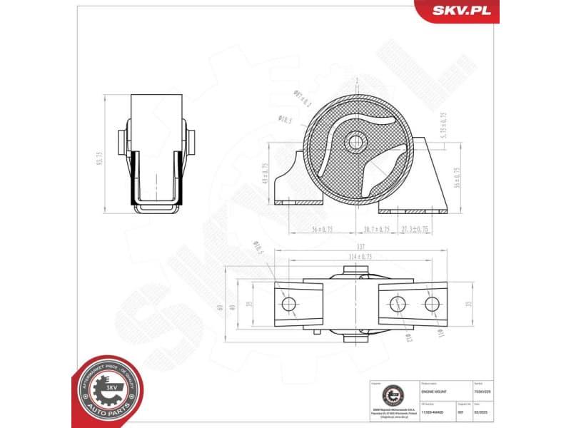 Mounting, engine 75SKV229
