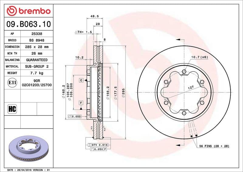 Brake Disc PRIME LINE 09.B063.10 - image 3