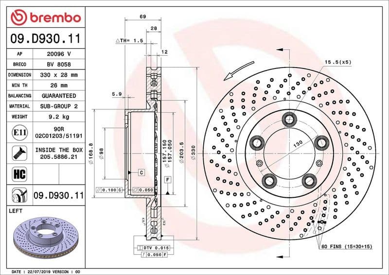 Brake Disc PRIME LINE - UV Coated 09.D930.11 - image 2
