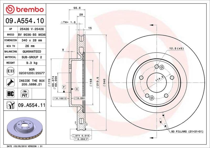Brake Disc PRIME LINE - UV Coated 09.A554.11 - image 3