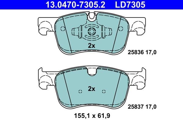 Brake Pad Set, disc brake ATE Ceramic 13.0470-7305.2 - image 2