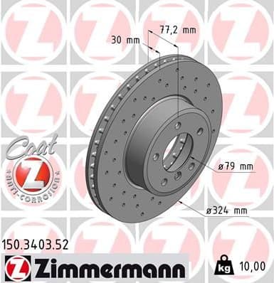 Brake disc, 1pcs FRONT, Top Quality 150.3403.52
