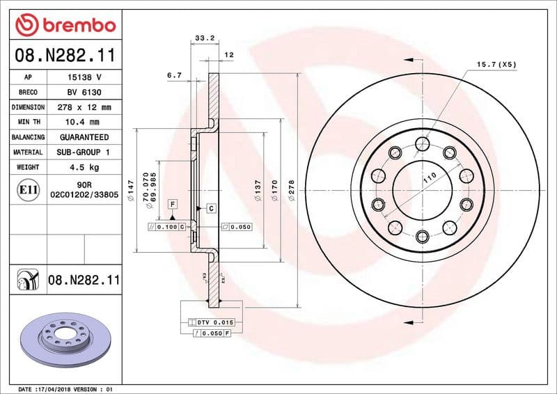 Brake Disc PRIME LINE - UV Coated 08.N282.11 - image 2