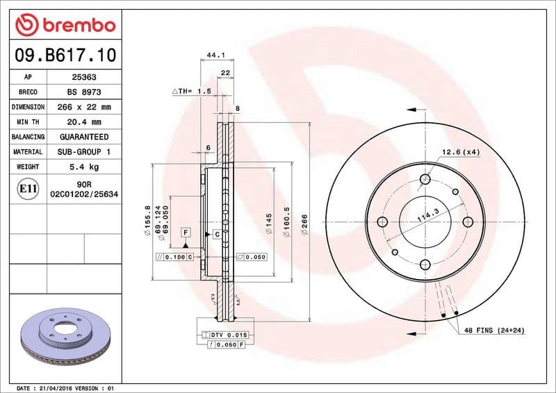 Brake Disc PRIME LINE 09.B617.10