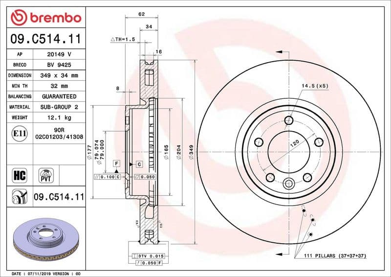 Brake Disc PRIME LINE - UV Coated 09.C514.11 - image 3