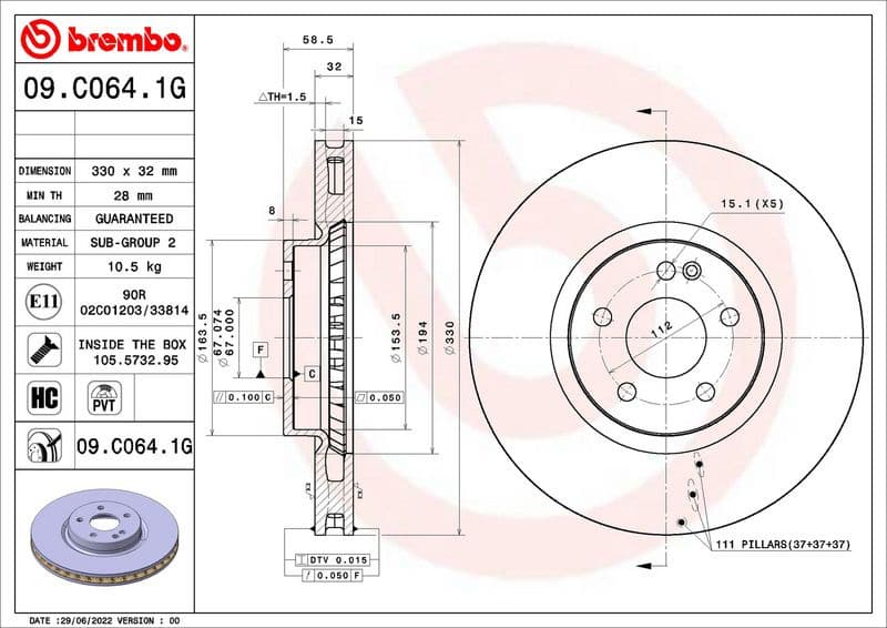 Brake Kit, disc brake BEYOND LINE - Greenance KT 10 031