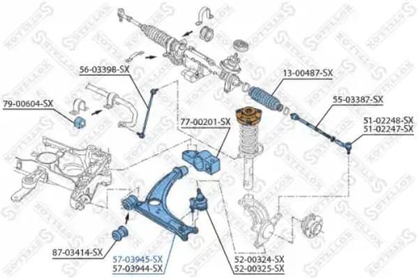 Control/Trailing Arm, wheel suspension 57-03945-SX