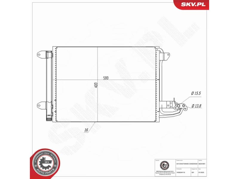 Condenser, air conditioning 86SKV001 - image 2