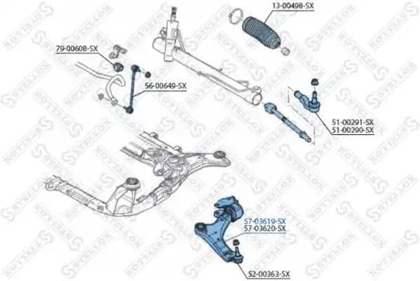 Control/Trailing Arm, wheel suspension 57-03619-SX