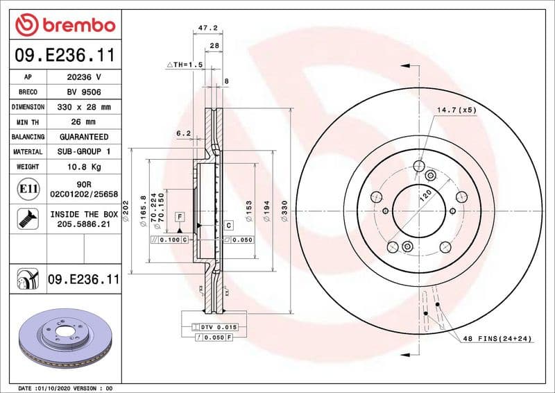 Brake Disc PRIME LINE - UV Coated 09.E236.11 - image 3