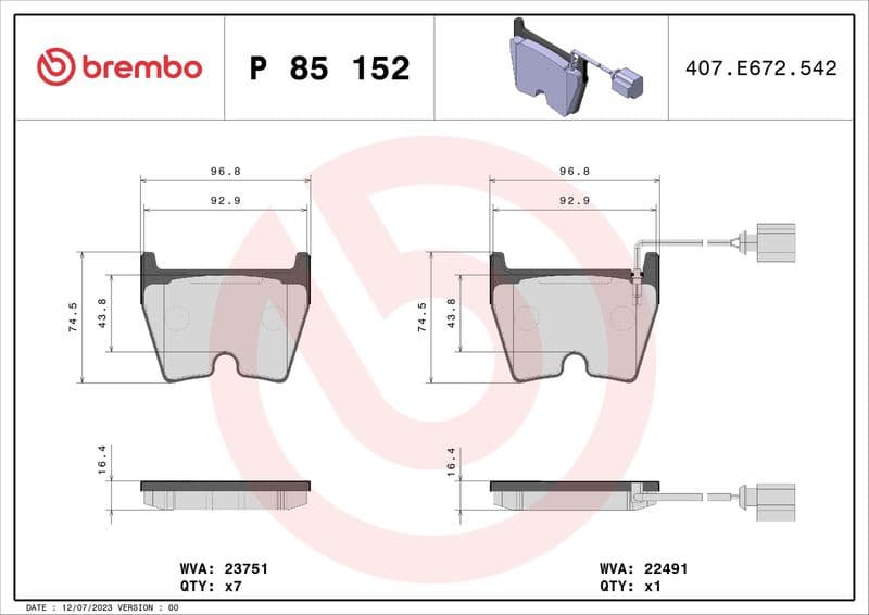 Brake Pad Set, disc brake XTRA LINE P85152X - image 3