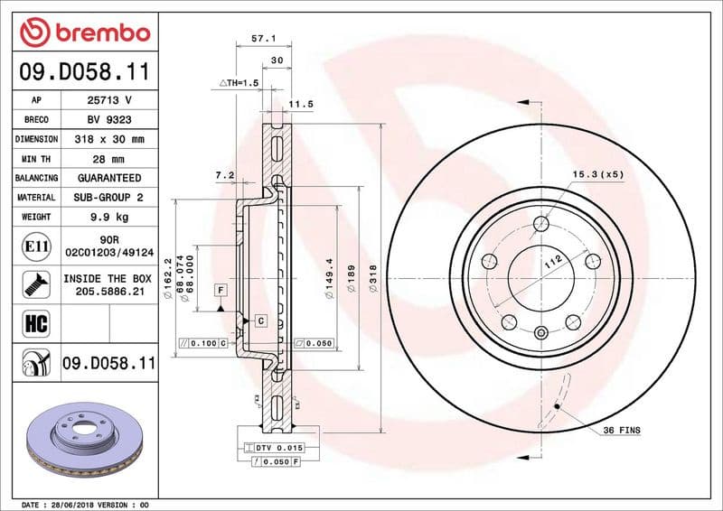 Brake Disc PRIME LINE - UV Coated 09.D058.11 - image 2