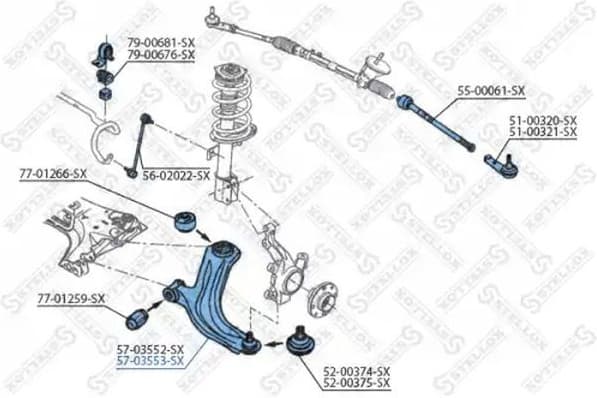 Control/Trailing Arm, wheel suspension 57-03553-SX