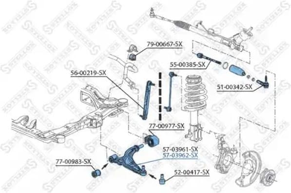 Control/Trailing Arm, wheel suspension 57-03962-SX