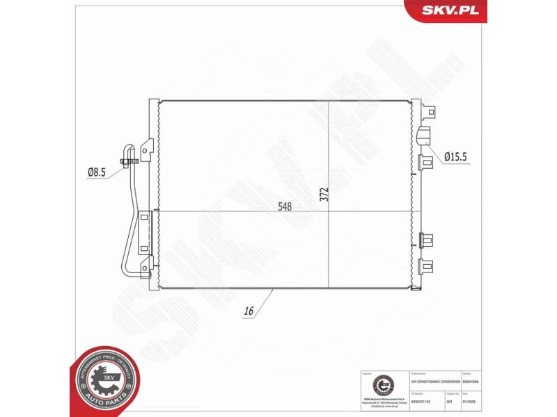 Condenser, air conditioning 86SKV366 - image 8