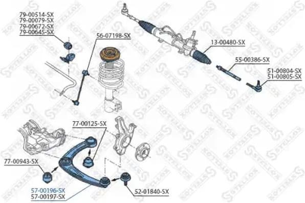 Control/Trailing Arm, wheel suspension 57-00196-SX