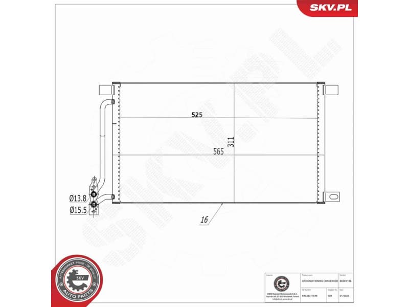 Condenser, air conditioning 86SKV186 - image 7