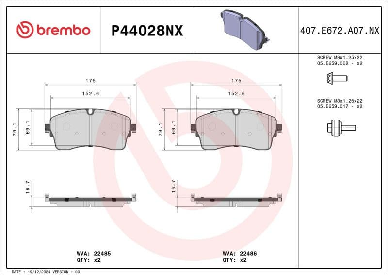 Brake Pad Set, disc brake XTRA LINE - Ceramic P44028NX