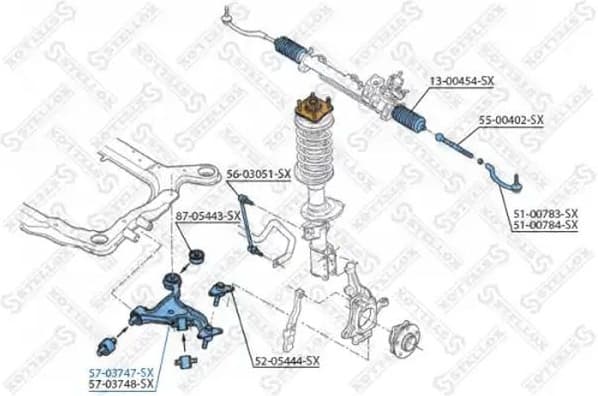 Control/Trailing Arm, wheel suspension 57-03747-SX