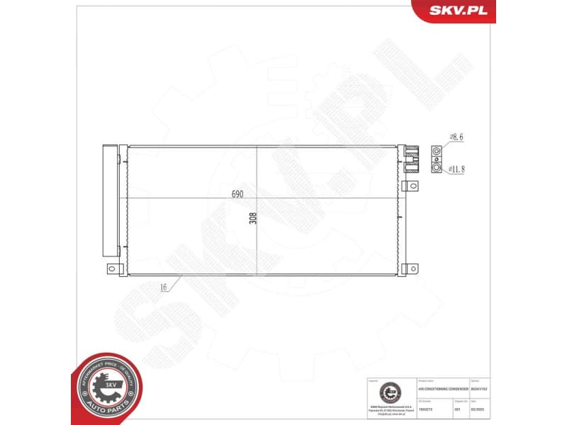 Condenser, air conditioning 86SKV163 - image 6